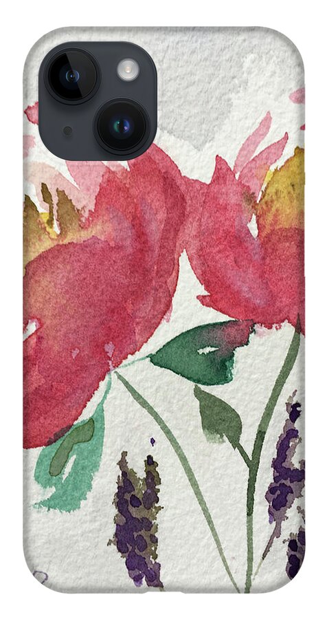 Peony iPhone Case featuring the painting Peonies and Lavender by Roxy Rich