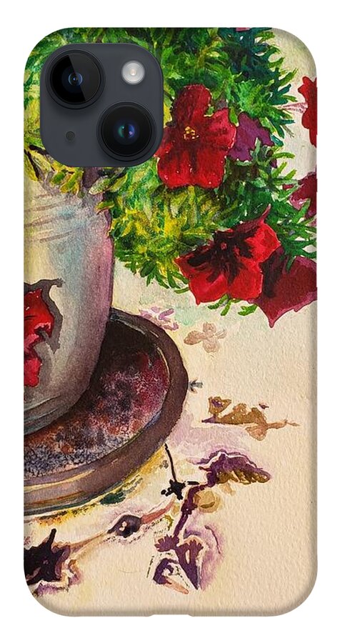Petunia iPhone 14 Case featuring the painting Petunias by Merana Cadorette