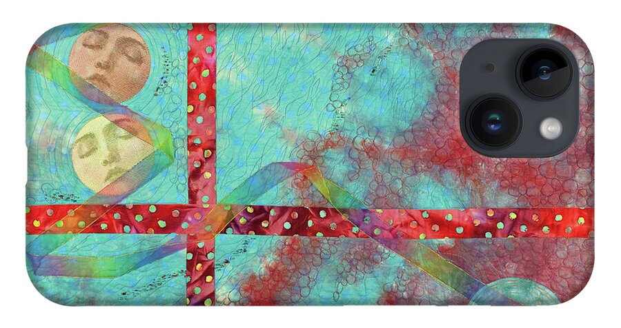 Wall Hanging iPhone 14 Case featuring the mixed media Phases by Vivian Aumond