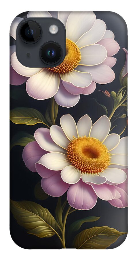 Illustration iPhone Case featuring the digital art Pink and White Flower Blooms by Lori Hutchison