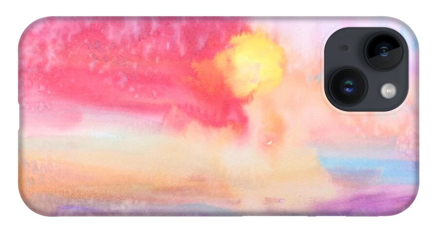Water iPhone 14 Case featuring the painting Pink Painted Sky by Deb Stroh-Larson