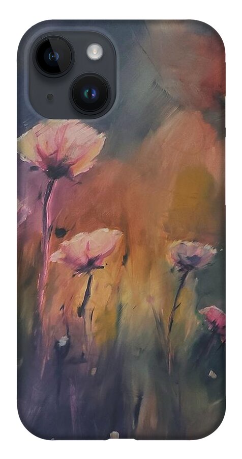 Landscape iPhone 14 Case featuring the painting Pink Poppies by Sheila Romard