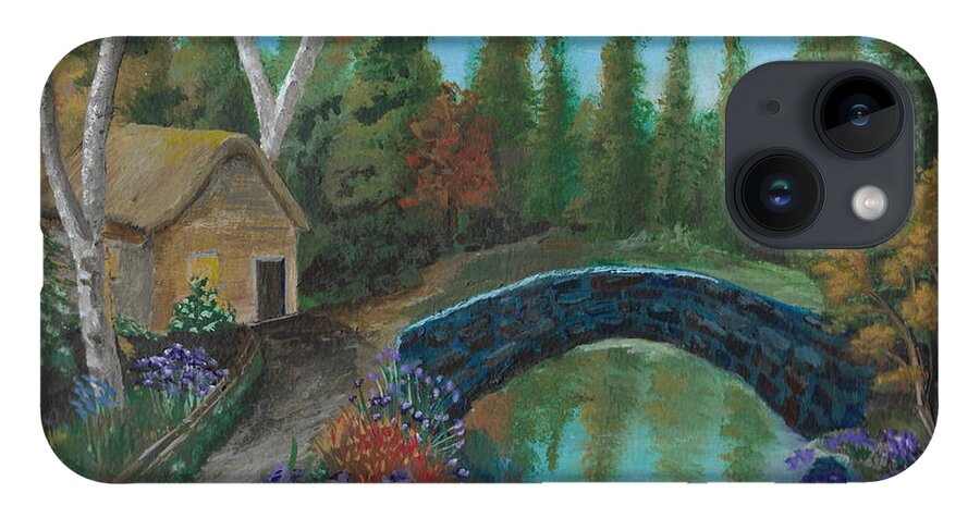 Woods iPhone 14 Case featuring the painting Place in the woods by David Bigelow