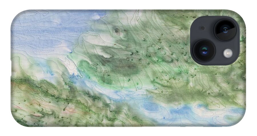 Point Bonita Headlands Fiber Art iPhone 14 Case featuring the mixed media Point Bonita Headlands by Vivian Aumond