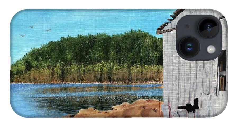 Landscape iPhone 14 Case featuring the painting Pops Sawmill by Marlene Little