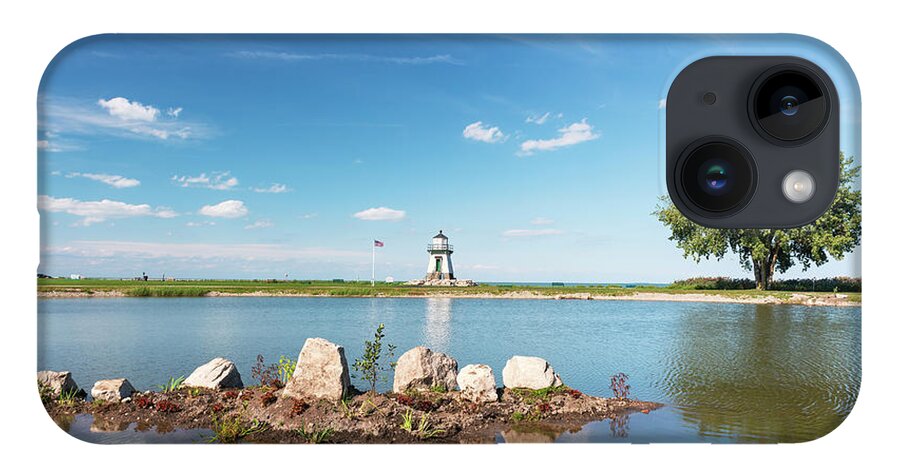 Port Clinton Lighthouse iPhone 14 Case featuring the photograph Port Clinton Lighthouse and Pond 2 by Marianne Campolongo