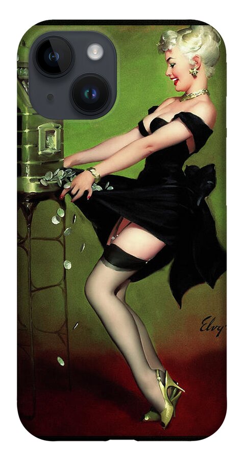 Pot Luck iPhone 14 Case featuring the painting Pot Luck by Gil Elvgren Vintage Illustration Xzendor7 Art Reproductions by Rolando Burbon