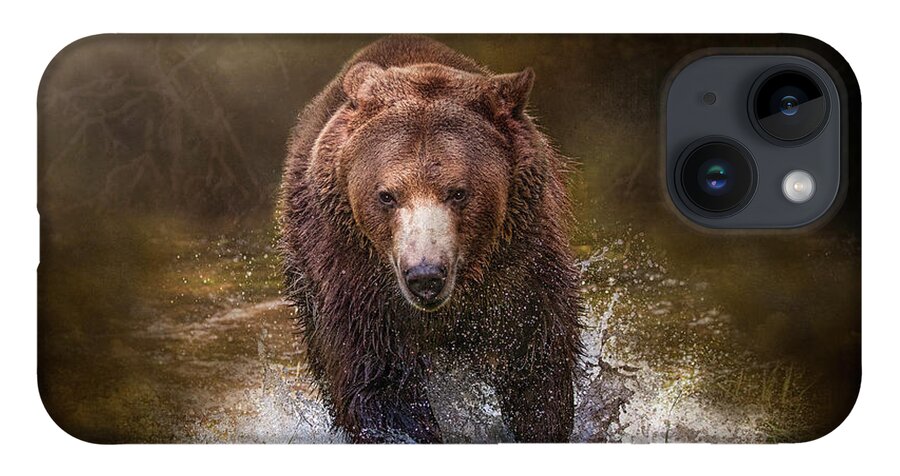 Grizzly iPhone Case featuring the digital art Power of the Grizzly by Nicole Wilde