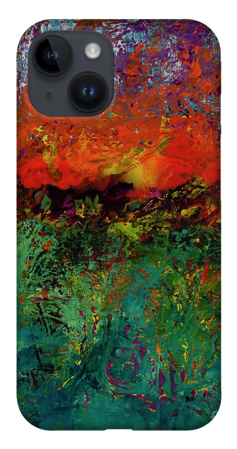 Fire iPhone 14 Case featuring the painting Prairie Fire by Robin Valenzuela