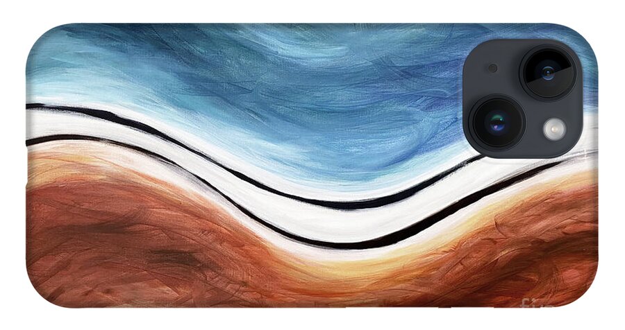 Abstract iPhone 14 Case featuring the painting Precipice by Pamela Schwartz