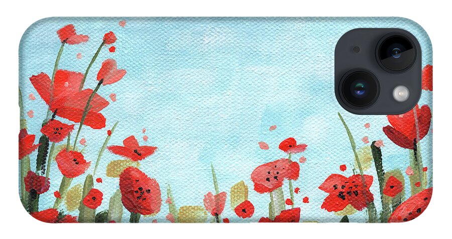 Landscape iPhone 14 Case featuring the painting Pretty Poppies by Annie Troe