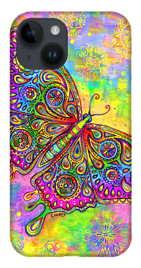 Butterfly iPhone Case featuring the painting Psychedelic Paisley Butterfly by Rebecca Wang