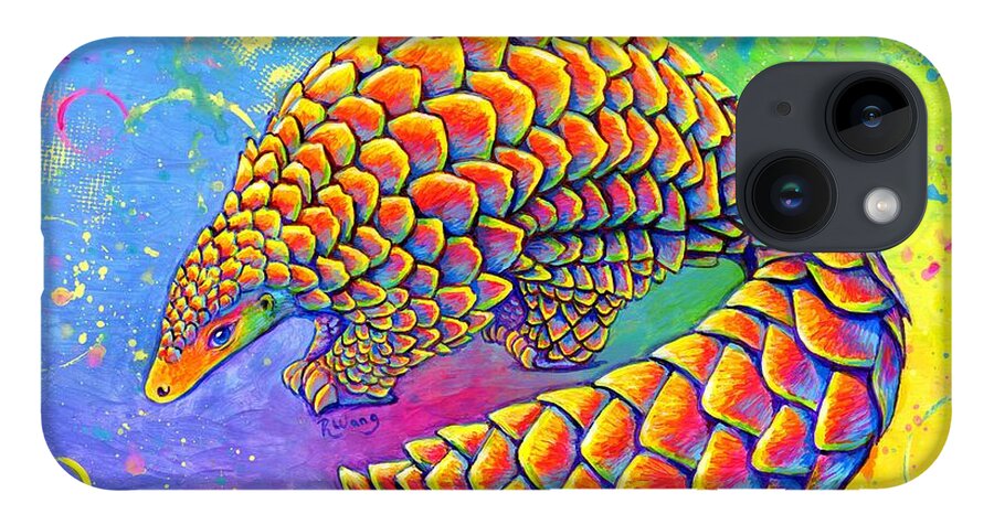 Pangolin iPhone Case featuring the painting Psychedelic Pangolin by Rebecca Wang