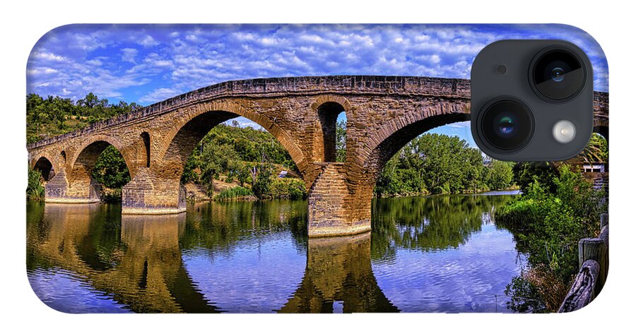 Puente La Reina iPhone 14 Case featuring the photograph Puente la Reina Romanesque bridge by Micah Offman