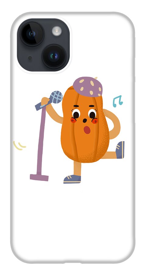 Music iPhone Case featuring the drawing Pumpkins Love to sing by Min Fen Zhu