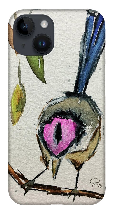 Grand Tit iPhone Case featuring the painting Purple Crowned Fairy Wren by Roxy Rich