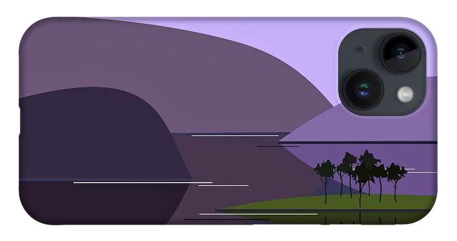 Purple iPhone 14 Case featuring the digital art Purple Hills by Fatline Graphic Art