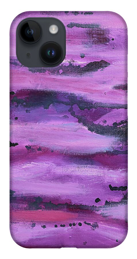 Abstract iPhone Case featuring the painting Purple Sea by Maria Meester