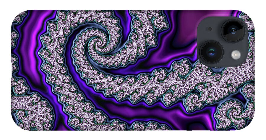 Abstract iPhone 14 Case featuring the digital art Purple Twirls 1 by Manpreet Sokhi