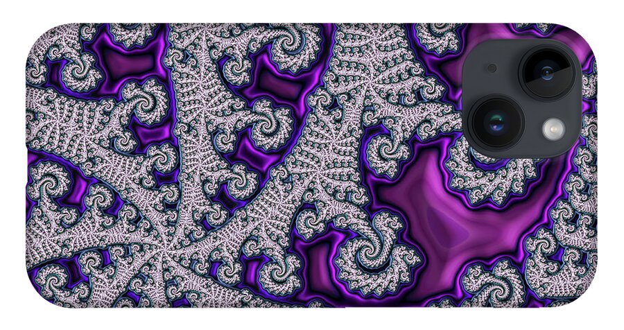 Abstract iPhone 14 Case featuring the digital art Purple Twirls 2 by Manpreet Sokhi