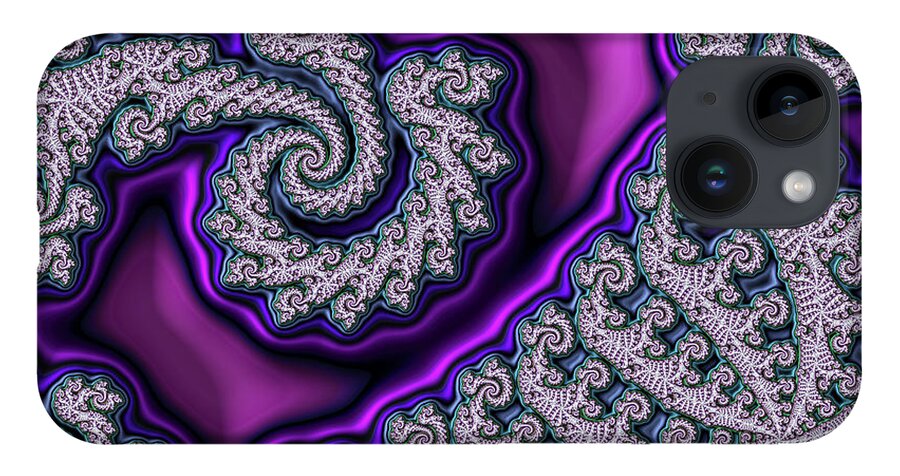 Abstract iPhone 14 Case featuring the digital art Purple Twirls 3 by Manpreet Sokhi