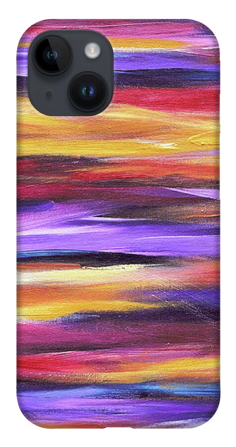 Abstract Waves iPhone Case featuring the painting Purple Waves by Maria Meester