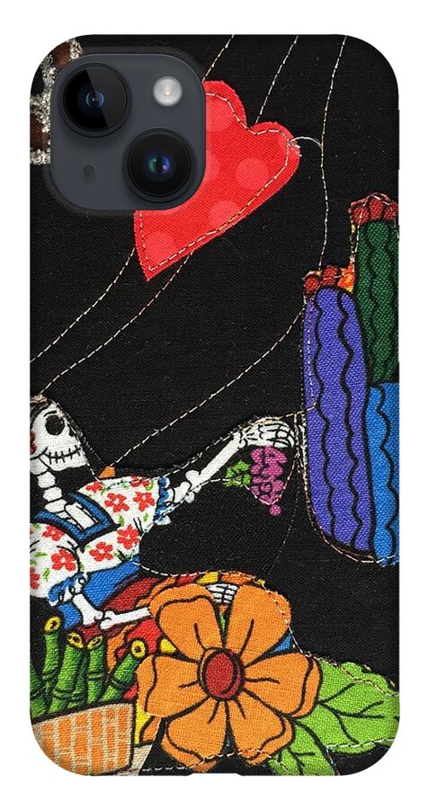 Queen Of Hearts iPhone 14 Case featuring the mixed media Queen of Hearts by Vivian Aumond