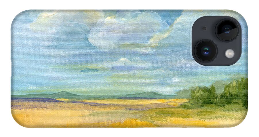 Landscape iPhone 14 Case featuring the painting Quiet - Nebraska Skies by Annie Troe