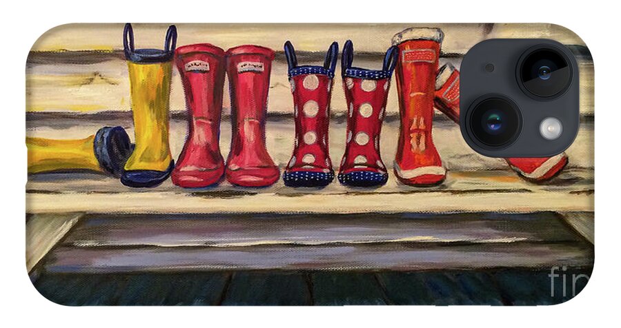 Oil Painting iPhone 14 Case featuring the painting Rain Boots II by Sherrell Rodgers