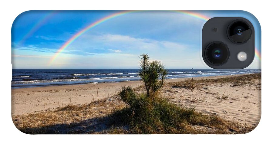 Little Pine iPhone Case featuring the photograph Rainbow And Little Pine OnThe Beach Jurmala I by Aleksandrs Drozdovs