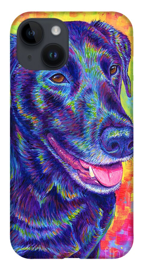 Labrador Retriever iPhone Case featuring the painting Rainbow Labrador Retriever by Rebecca Wang