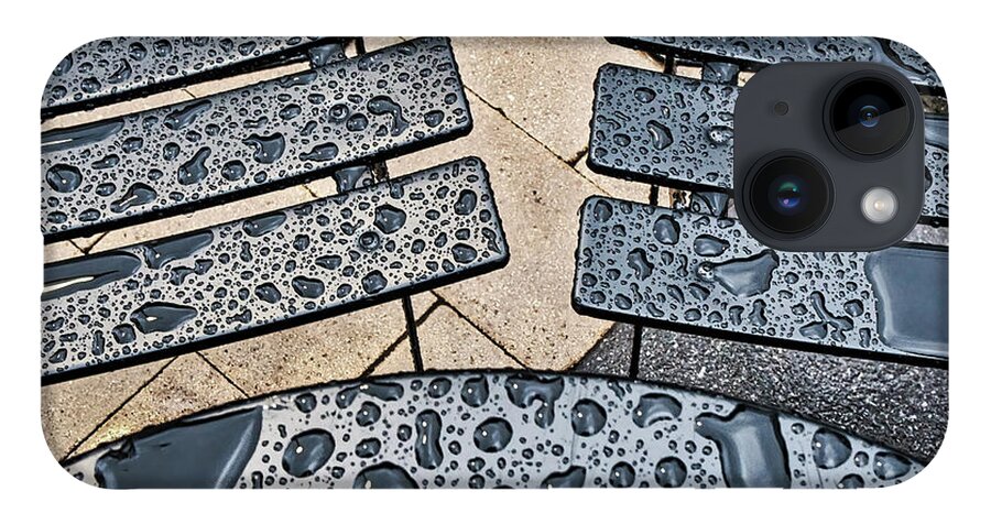 Outdoors iPhone 14 Case featuring the photograph Raindrops On Outdoor Dining Set by Gary Slawsky