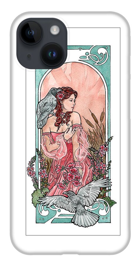 Crow iPhone Case featuring the painting Raven Maiden by Tiffany DiGiacomo