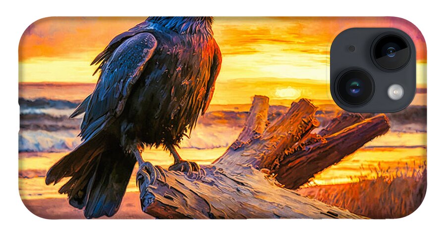 Abstract iPhone Case featuring the digital art Raven on Driftwood by Craig Boehman