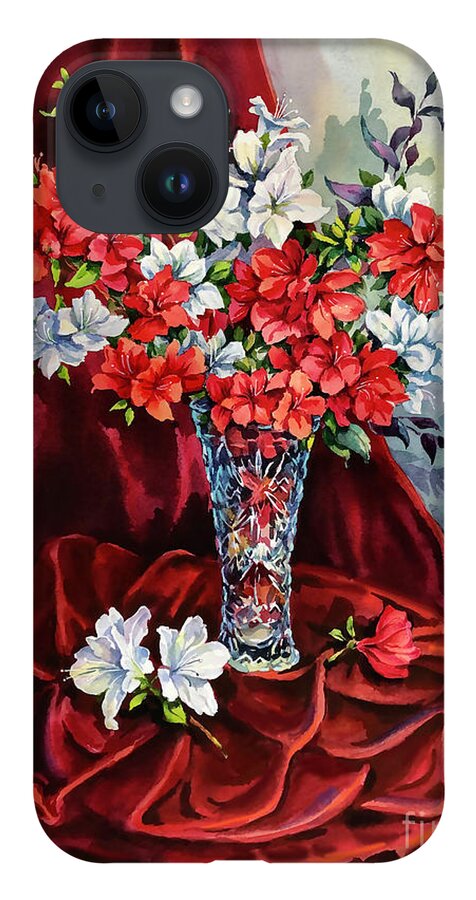 Still Life iPhone 14 Case featuring the painting Red and White Azaleas by Maria Rabinky