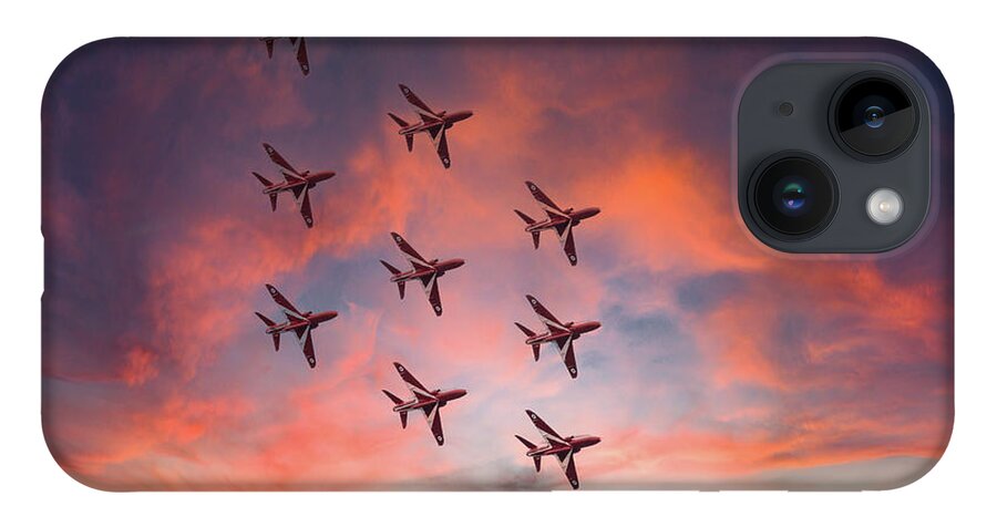 Eastbourne International Airshow iPhone 14 Case featuring the photograph Red Arrows over Eastbourne by Andrew Lalchan