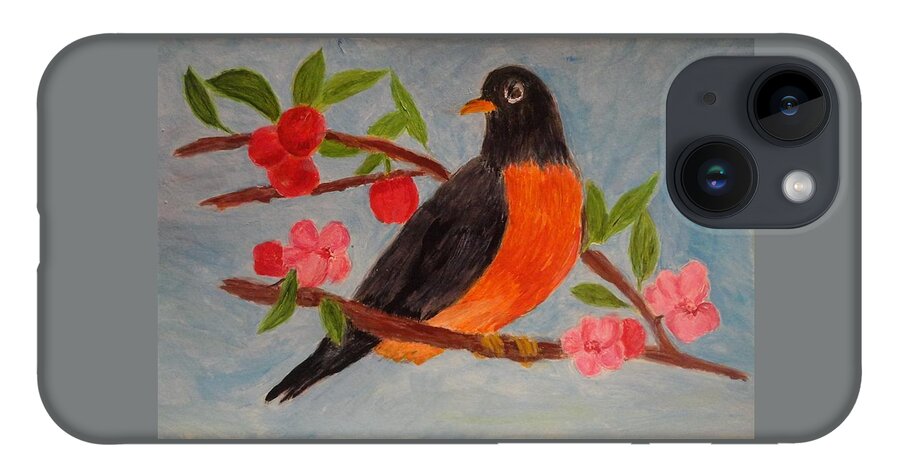 Red Breast Robin iPhone Case featuring the painting Red Breast Robin  by Rosie Foshee