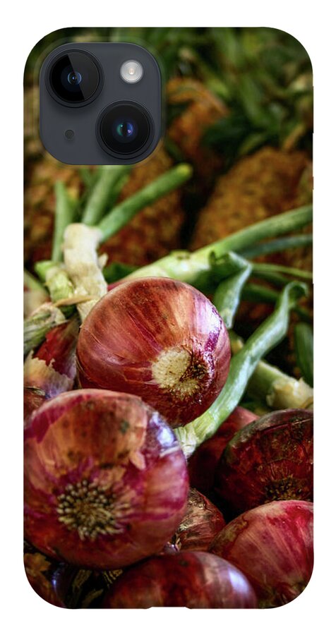 Kitchen iPhone 14 Case featuring the photograph Red Onions and Pineapples by Sally Bauer