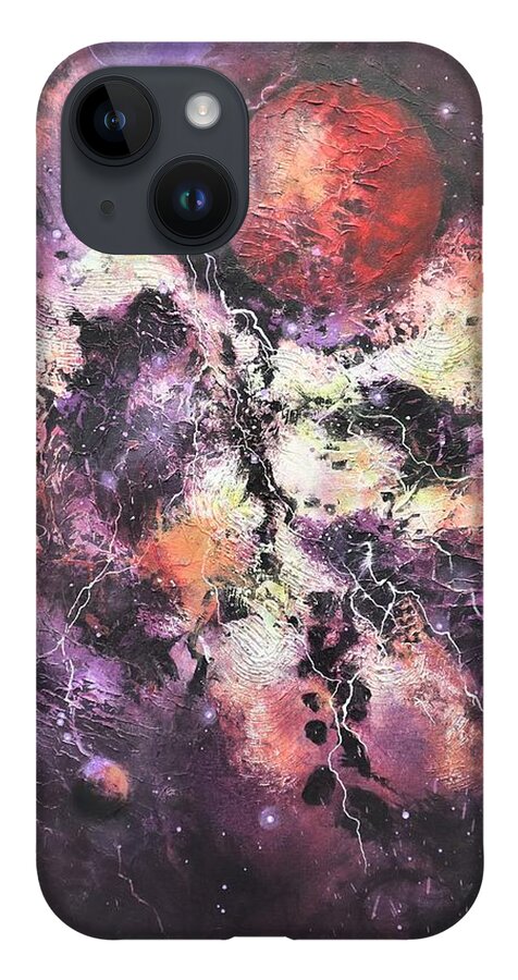 Red Planet iPhone 14 Case featuring the painting Red Planet by Tom Shropshire