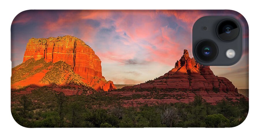  iPhone 14 Case featuring the photograph Red Rocks at Sunset by Al Judge