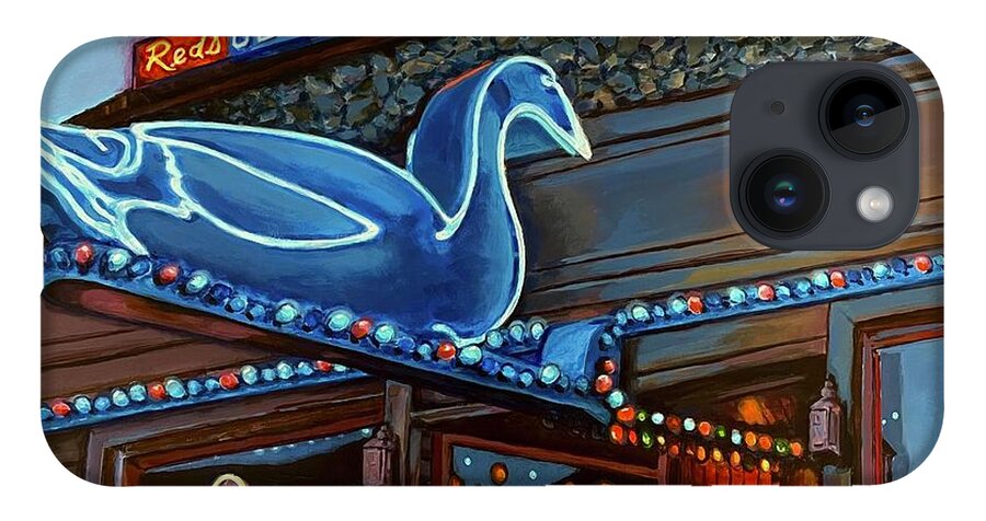 Blue Goose Saloon iPhone 14 Case featuring the painting Reds Blue Goose Saloon by Les Herman