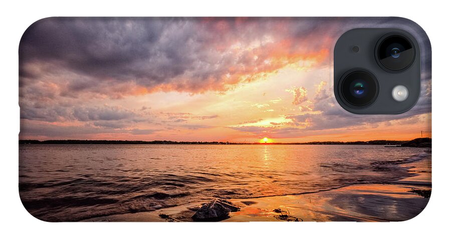 Beach iPhone Case featuring the photograph Reflect The Drama, Sunset At Fort Foster Park by Jeff Sinon