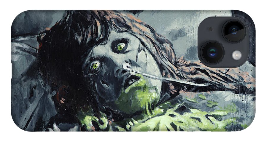 The Exorcist iPhone Case featuring the painting Regan is not well by Sv Bell