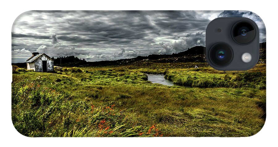 Ireland iPhone 14 Case featuring the photograph Remote Hut Beneath River in Ireland by Andreas Berthold