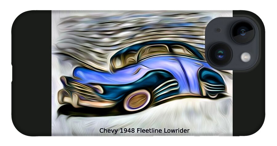 Chevy iPhone 14 Case featuring the digital art Revved Up and Rarin' To Go... Blue by Ronald Mills