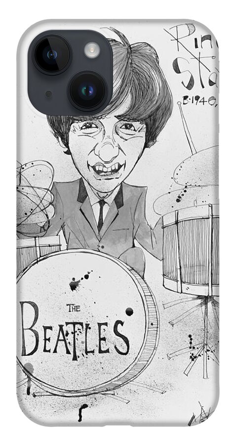  iPhone 14 Case featuring the drawing Ringo Starr by Phil Mckenney