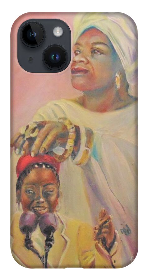 Amanda Gorman iPhone 14 Case featuring the painting Rising Hill by Saundra Johnson