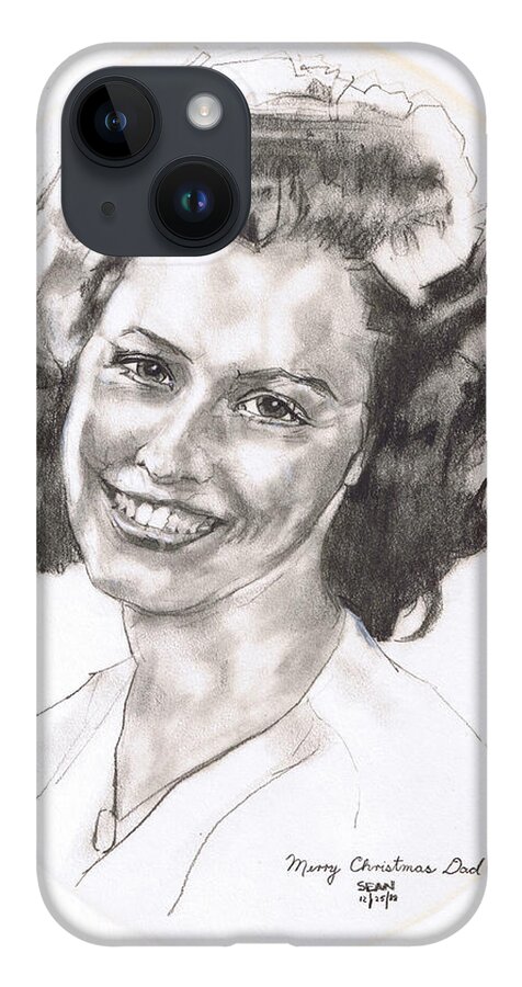 Charcoal Pencil iPhone 14 Case featuring the drawing Rita by Sean Connolly