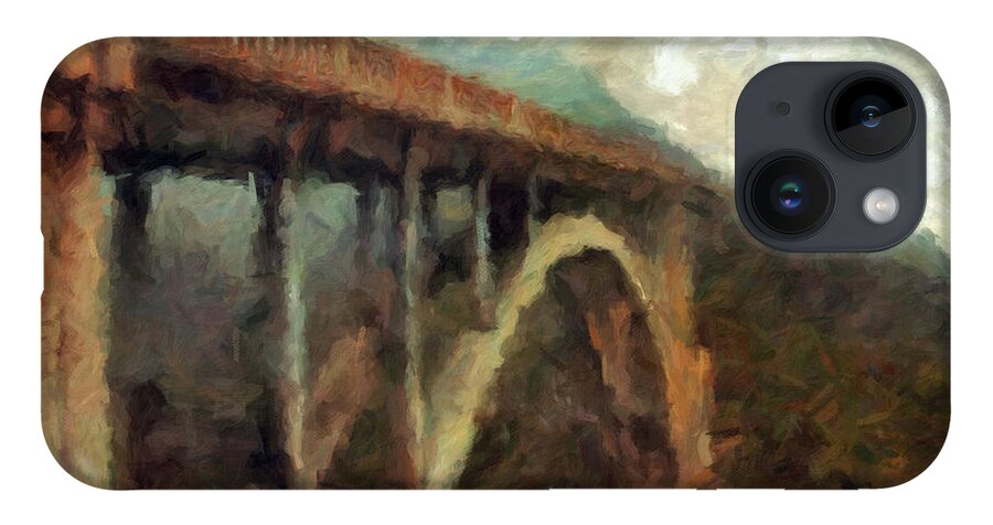 Landscape iPhone 14 Case featuring the painting Rocky Creek Bridge, California by Trask Ferrero