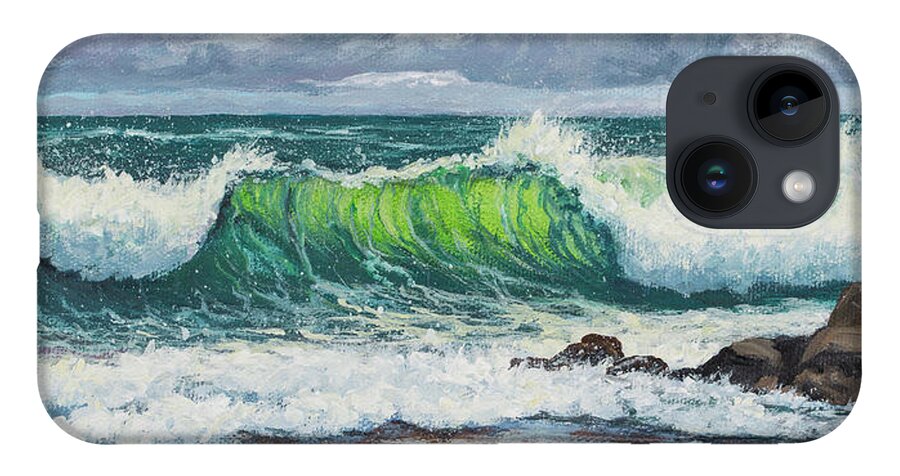 Seascape iPhone 14 Case featuring the painting Rolling Waves by Darice Machel McGuire
